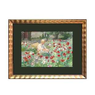 【玫瑰花园】印象派油画莫兰迪复古美式客厅餐边柜装饰画餐厅挂画