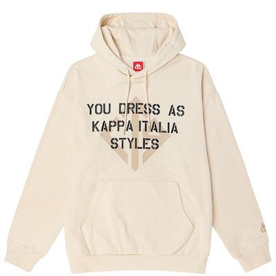 Kappa卡帕outlets套头帽衫秋男运动卫衣休闲字母印花外套上衣