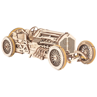 UGEARS进口U9老式赛车木质3D立体拼图玩具解压机械传动模型礼物
