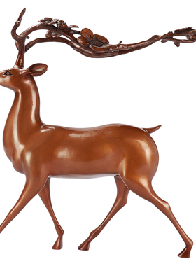 福鹿摆件客厅工艺品纯铜