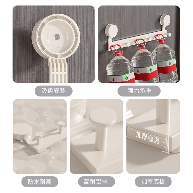 跨境吸盘门后挂钩粘胶置物架收纳强力打孔承重钩子挂衣架入户门免