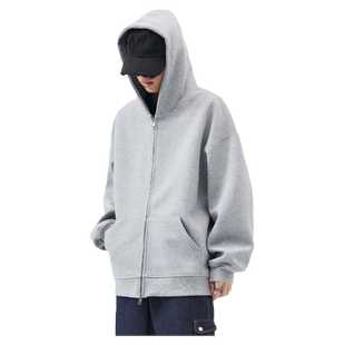 XAKA硬挺美式潮牌开衫卫衣男春秋冬加绒加厚休闲运动连帽拉链外套