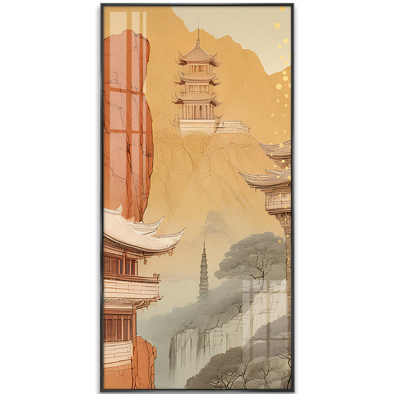 古典建筑入户客厅玄关挂画