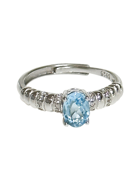 方糖家纯银瑞士蓝托帕石戒指