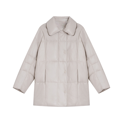 极简风廓型翻领轻暖白鹅绒羽绒服