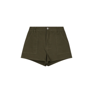 oneup全棉宽松直筒白色工装短裤女夏季薄款小个子美式休闲裤子