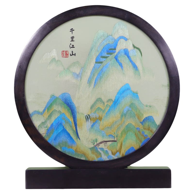 纯手工双面绣桌面摆件，可刻字