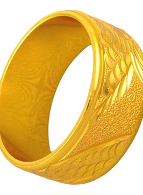 9mm宽男生闭口指环镀金龙戒仿真黄金男士戒指结婚婚戒送男友老公