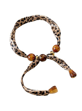 美拉德豹纹丝巾项链女款复古小众设计百搭毛衣链时尚个性独特配饰