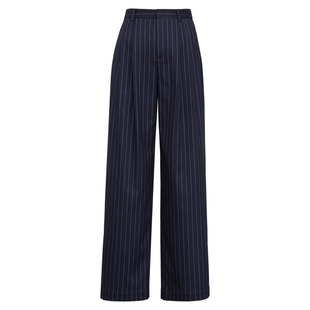 老钱风显瘦竖条纹阔腿裤女长裤子2026春季新款高腰西装直筒裤宽松