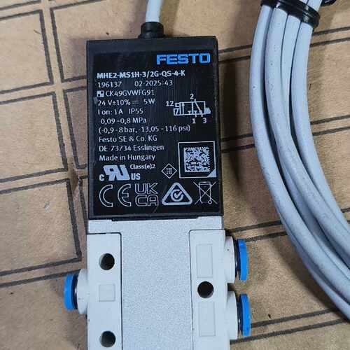 FESTO电磁阀 MHE2-MS1H-3/2G-QS-4-K