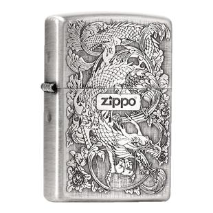 zippo打火机防风芝宝官方正品古银唐草祥龙男士龙生日礼物送男友
