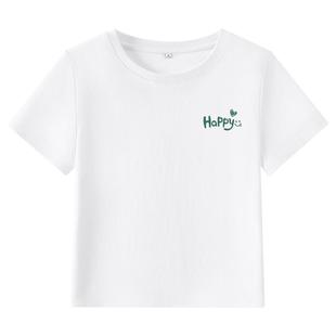 KMV真维斯白色纯棉短袖t恤夏季2026新款气质女士上衣短款宽松半袖