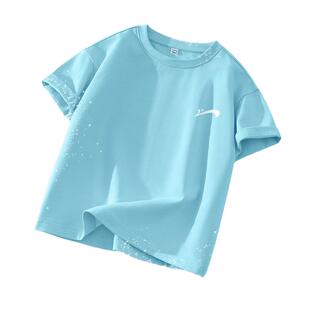 贵人鸟童装男童纯棉短袖t恤儿童夏季白色体恤衫大童薄款半袖夏装