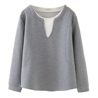 大码女装胖mm春秋宽松假两件上衣