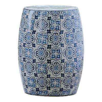 巴黎鸢尾手绘法式青花鼓凳