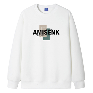 NASA原创秋冬季男士卫衣宽松加绒加厚套头青少年圆领长袖打底衫