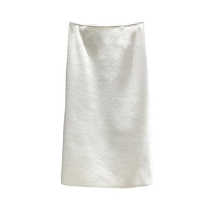 白色双面毛呢半身裙中长款高腰一步裙2025新款冬季开叉长裙包臀裙