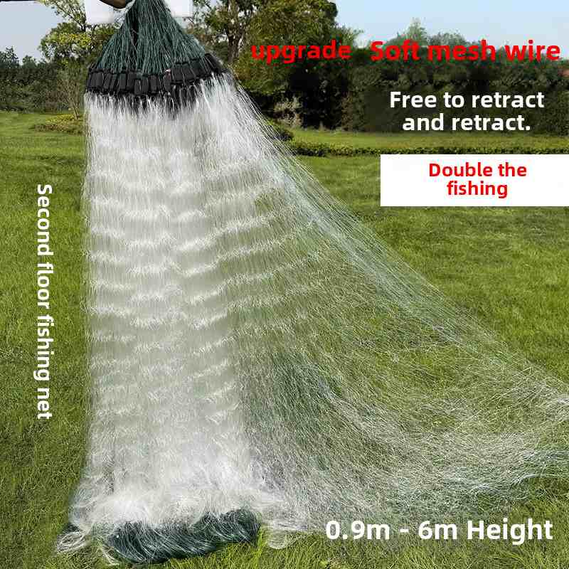 三层沾鱼网丝网沉网柔丝粘大鲫鱼草鱼鲢鳙渔网加粗加重挂子捕鱼网