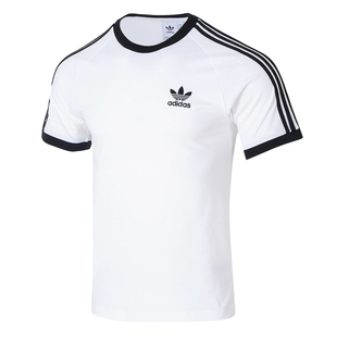 阿迪达斯三叶草纯棉短袖男款春季新款经典三条纹半袖T恤运动短袖