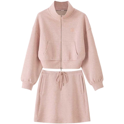 BANANA BABY2026年春季新款绣花立领拉链夹克休闲半裙两件套装女