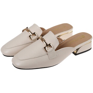 包头半拖鞋女外穿2026年新款夏季中跟女鞋穆勒鞋时尚网红粗跟凉拖