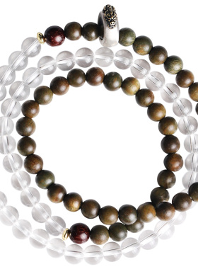 心斋堂白水晶绿檀本命年手串