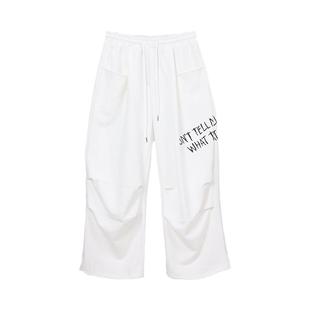 CBXLAB街舞潮牌男装美式白色印花高街卫裤hiphop街头嘻哈休闲裤子