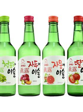 韩国真露烧酒葡萄味360ml*4瓶组合果味草莓桃子西柚李子味微醺