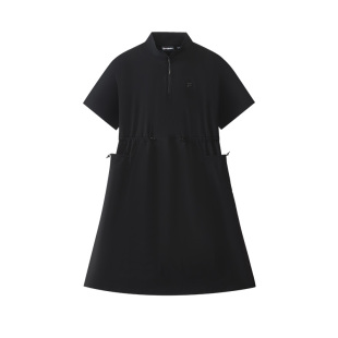 FILA FUSION斐乐潮牌女子梭织连衣裙2026夏新款凉感宽松短袖裙子