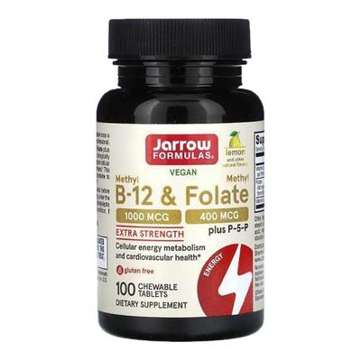 Jarrow Formulas杰诺甲基B-12和甲基叶酸咀嚼片细胞能量代谢