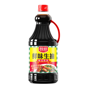 厨邦鲜味生抽家用1.25L黄豆酿造酱油炒菜凉拌提鲜调味料点蘸调味