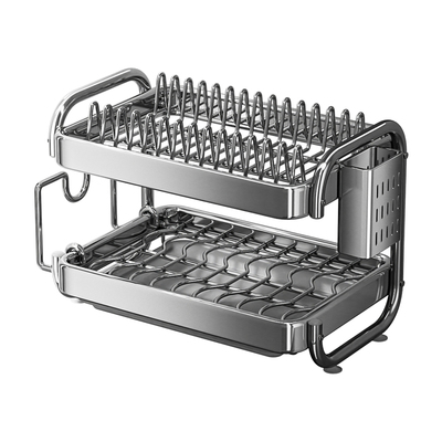 碗碟收纳架沥水架厨房不锈钢碗架碗盘碗筷厨房置物架子双层沥水篮