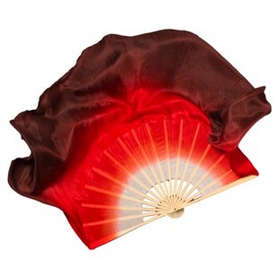 铭记舞蹈扇子真丝酒红渐变光亮古典舞跳舞专用表演演出道具双面长