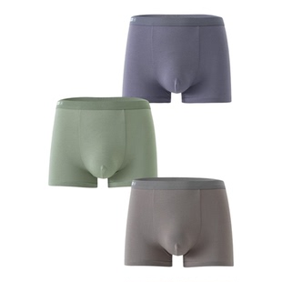 2条装普利诗新款男士内裤匹马棉10A抑菌中腰平角裤纯色简约透气
