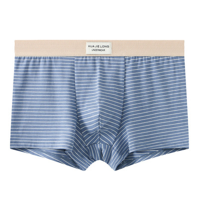 华杰龙内裤条纹棉中腰潮男男士透气平角裤抗菌平角裤四角内裤衩子