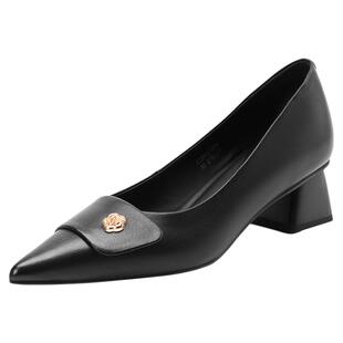 星期六秋季新款复古风尖头细跟浅口高跟鞋舒适工作单鞋女百搭通勤