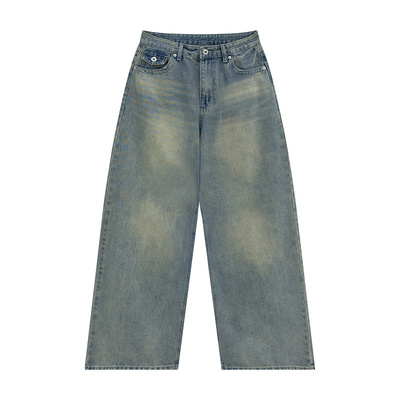 橘子树在哪儿复古水洗直筒牛仔裤