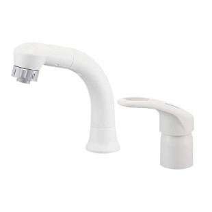 (现货）日本原产三荣洗面龙头抽拉升降增压多功能白色水龙头