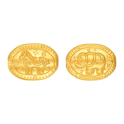 蜜金珠宝 黄金吊坠足金古法象马呈祥串珠HGG1873