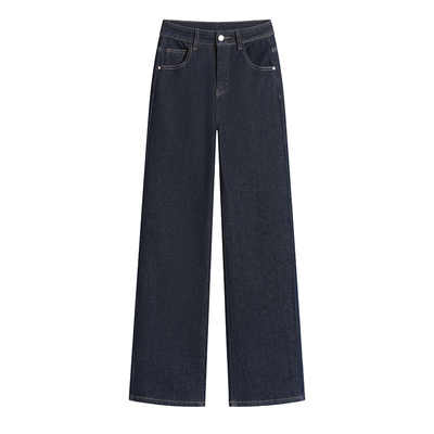 加长加绒直筒牛仔裤女