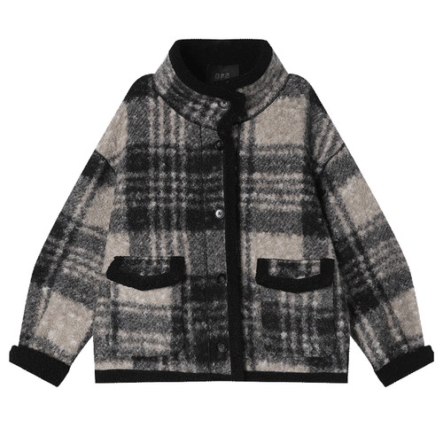 白鹿语小香风两穿格纹加厚外套25秋冬新款韩版小众高级感毛绒大衣