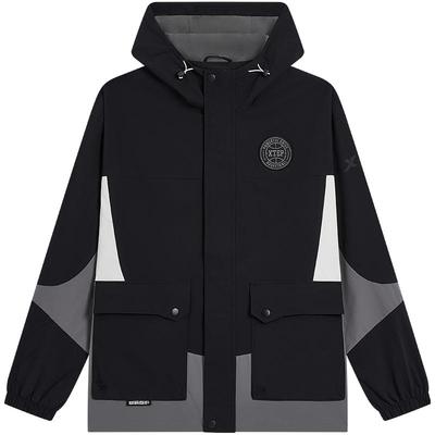 特步双层风衣男士2025秋季新款防风外套薄款运动休闲拼色百搭夹克