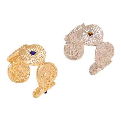 2件9.5折-莓拉「沙海回响」法式复古轻奢戒指叠戴食指宽开口戒