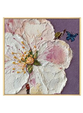 蝴蝶花卉diy石英砂肌理画装饰画