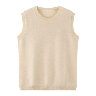 宽肩圆领羊绒背心女无袖打底毛衣