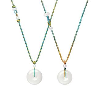 周大生和田玉平安扣吊坠白玉情侣款项链挂坠玉佩新年礼物送男女友