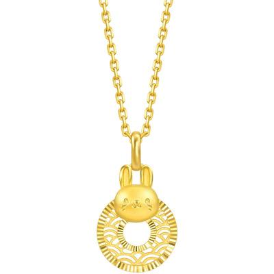 周生生黄金足金生生有礼生肖兔平安扣吊坠5G黄金94411P