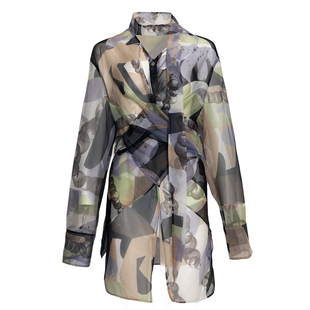 【设计师品牌BLANCORE】2024春季新款原创设计印花围裹衬衣