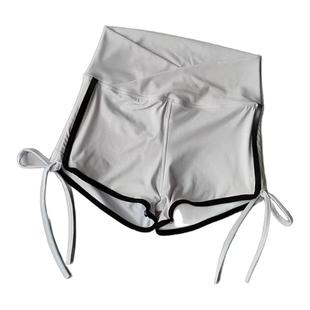 新品运动短裤无尴尬线裸感抽绳紧身热裤女高腰提臀健身三分瑜伽裤